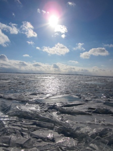 Ice breaking on the shore of Lake Ontario.